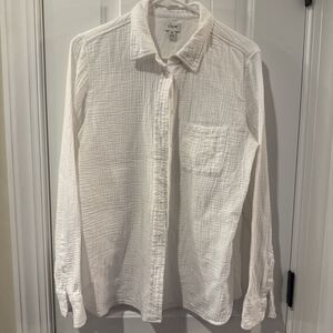 J.CREW White Gauze Button-up Shirt Collar Medium BY043